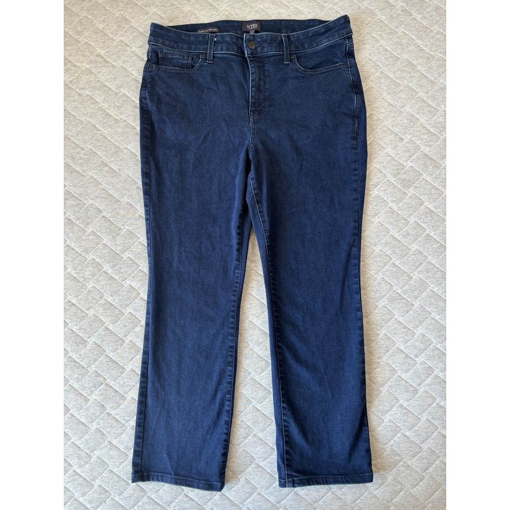 NYDJ Jeans Womens 14 Blue Marilyn Straight Lift Tuck Stretch Denim‎ Classic Fit